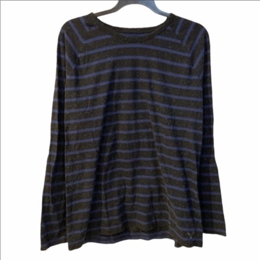American Eagle Mens XXL Blue Striped Shirt Athletic Grunge Y2K indie skater Top